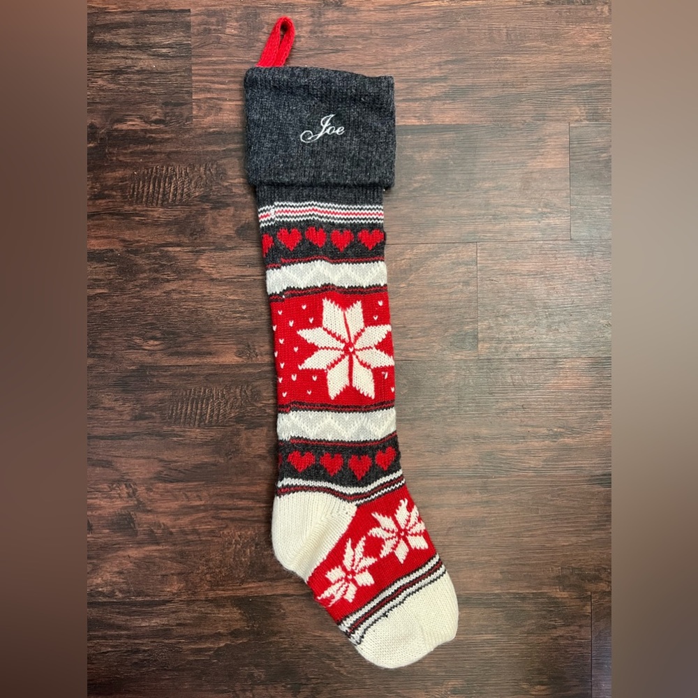 Pottery barn kids stocking with Joe monogram